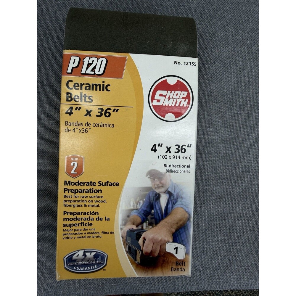 Shop Smith 12155 P120 Ceramic Sanding Belt 4" x 36" Moderate Surface Prep